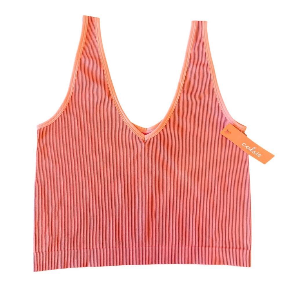 New COLSIE Coral Loung Tank Top PJ Bra Top Women size XL NWT0